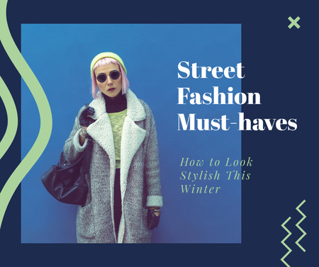 Ontwerpsjabloon van Facebook van Fashion Trends Woman in Winter Clothes