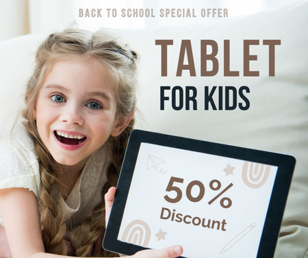 Ontwerpsjabloon van Facebook van Korting op tablets voor kinderen