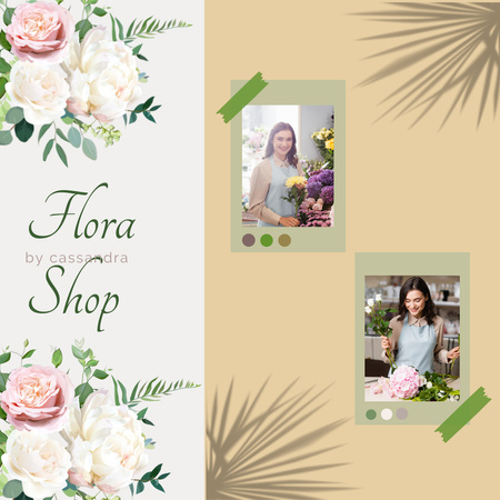 Floral Store Ad with Blossoms Instagram Design Template