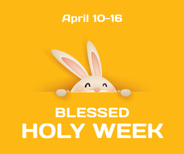 Holy Week Greeting With Bunny In Orange Facebook Design Template