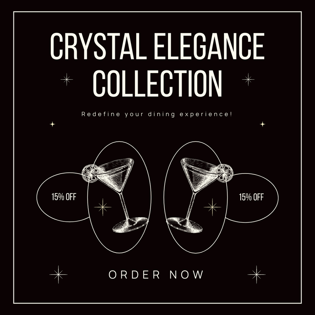 Ontwerpsjabloon van Instagram van Glassware Crystal Elegant Collection Promo