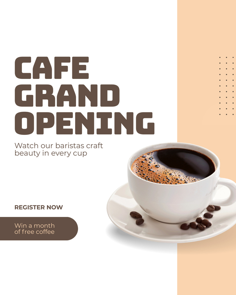 New Cafe Grand Opening With Best Espresso Instagram Post Vertical Modelo de Design