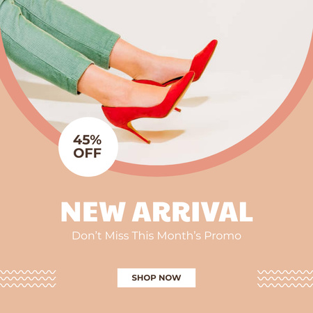 Fashion Ad with Red High Heels Shoes Instagram Design Template