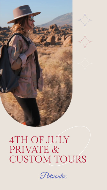 USA Independence Day Tours Offer with Tourist with Backpack TikTok Video Design Template