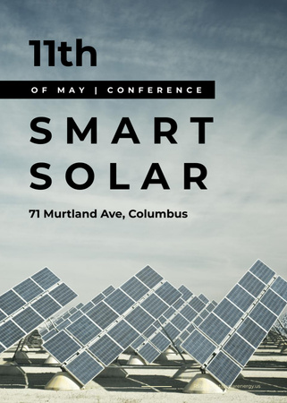 Solar panels in rows for Ecology conference Invitation Design Template