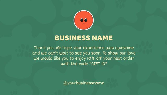 Thank You for Loyalty Text on Green Business Card US Tasarım Şablonu