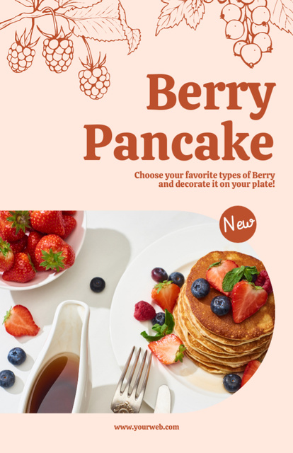 Offer of Sweet Berry Pancakes Recipe Card – шаблон для дизайну