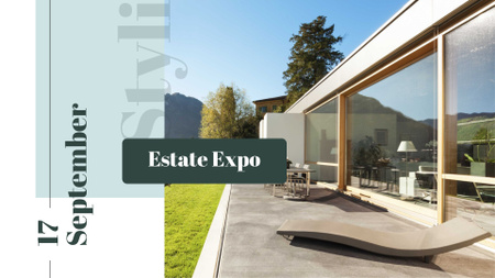 Expo Announcement with Modern House Facade FB event cover Modelo de Design