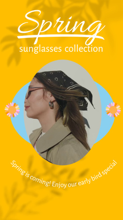 Designvorlage Stilvolle Sonnenbrillenkollektion für das Frühlingsangebot für Instagram Video Story