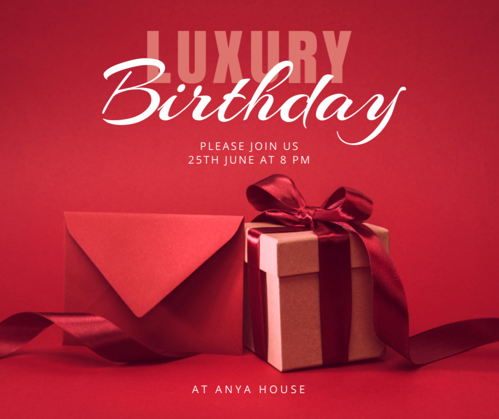 Plantilla de diseño de Luxury Birthday Celebration Invitation with Gift Facebook 