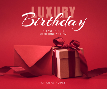 Designvorlage Luxus-Geburtstagsfeier-Einladung mit Geschenk für Facebook