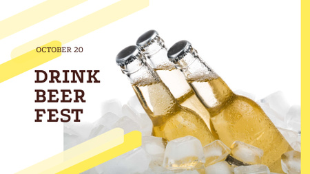 Template di design annuncio beer fest con bottiglie di ghiaccio FB event cover