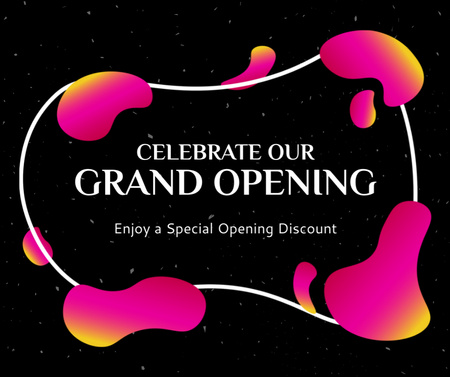 Grand Opening Celebration With Colorful Blots Facebook Design Template