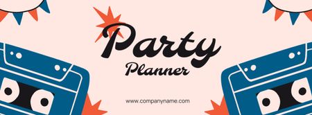 Plantilla de diseño de Planificación de fiestas con decoración y música Facebook cover 