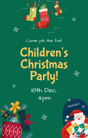 Children's Christmas Party With Cute Presents Invitation 4.6x7.2in Design Template