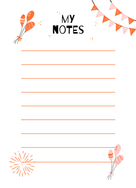 Personal Scheduler with Party Attributes for Celebration Notepad 4x5.5in Design Template
