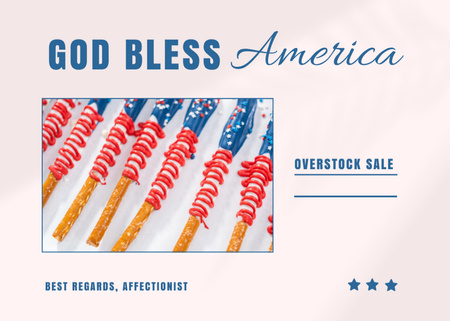God Bless America Greeting with Sale Offer Postcard 5x7in Design Template