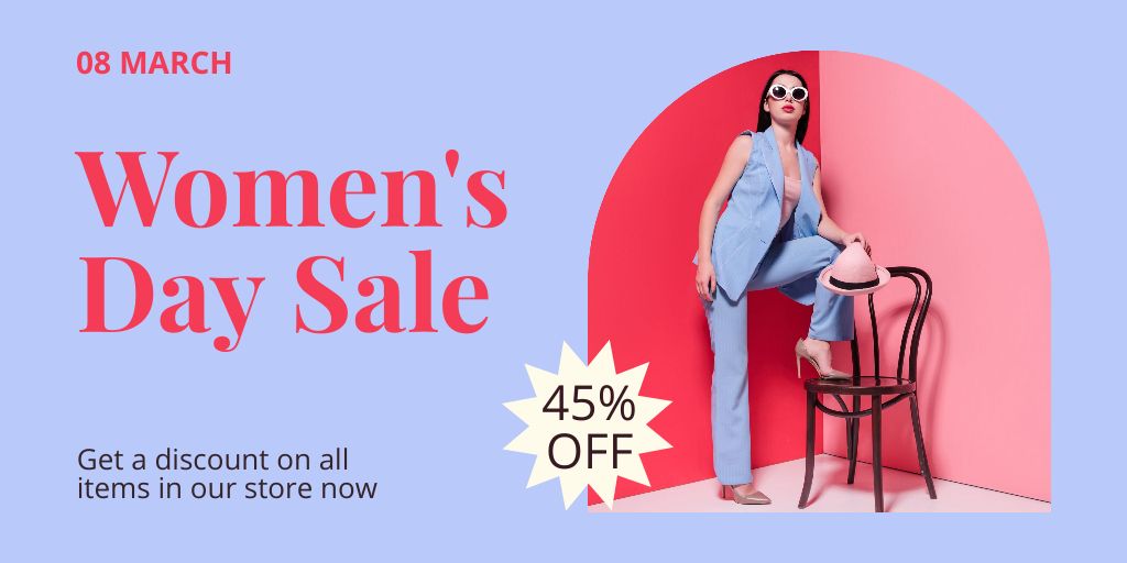 Women's Day Sale with Discount Offer Twitter Tasarım Şablonu