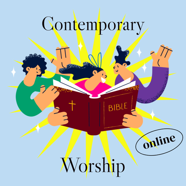 Contemporary Worship Online For Easter Holiday Instagramデザインテンプレート