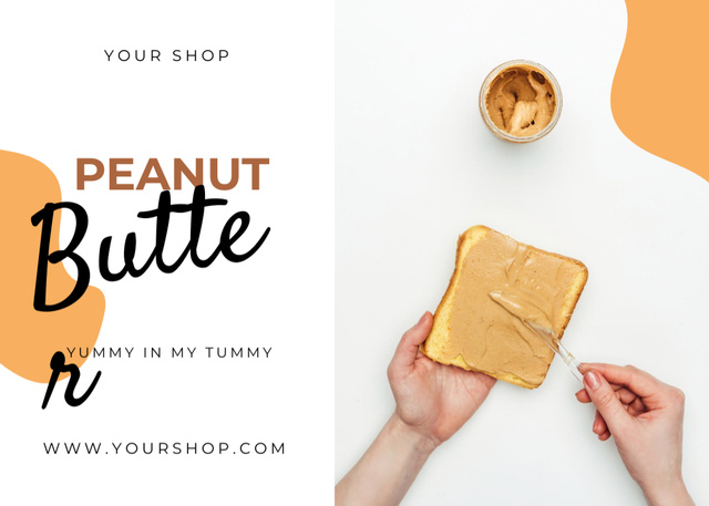 Plantilla de diseño de Yummy Toasts With Natural Peanut Butter Postcard 5x7in 