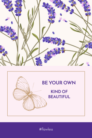 Lavender Flowers Pattern With Butterfly Postcard 4x6in Vertical Design Template