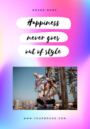 Happiness Quote on blue pattern Poster 28x40in Design Template