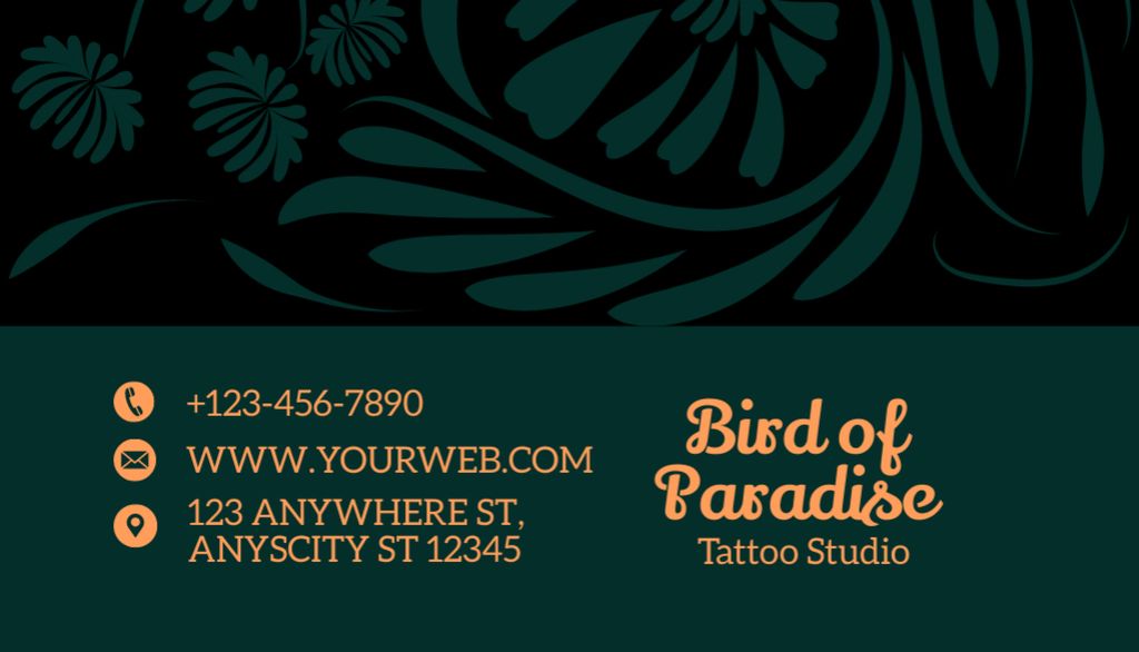 Floral Ornament And Tattoo Studio Service Offer Business Card US Design Template