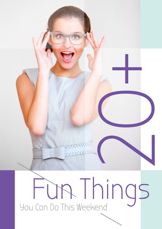 Fun things with Woman in glasses Poster Šablona návrhu