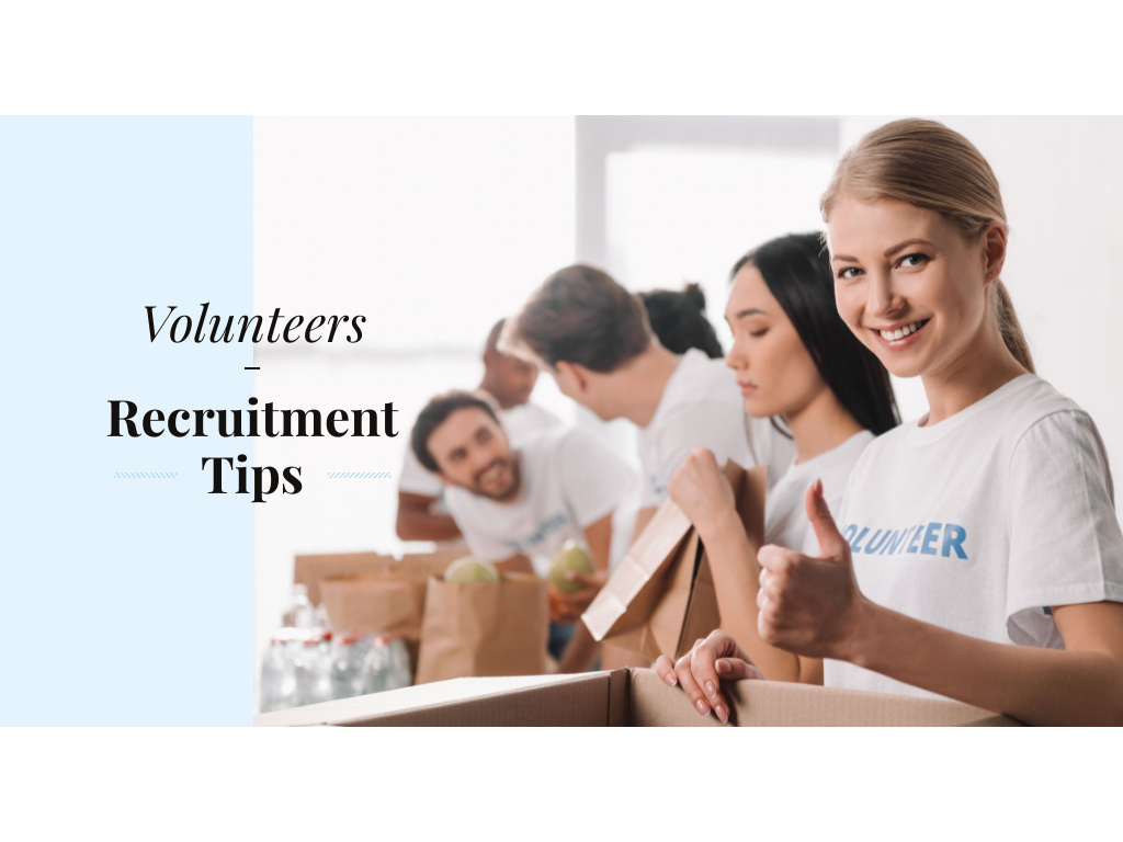 Plantilla de diseño de Volunteers recruitment tips Presentation 
