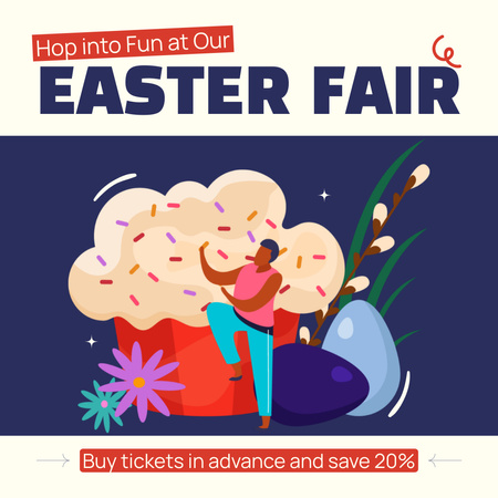 Easter Fair Event Announcement with Cute Illustration Instagram Design Template