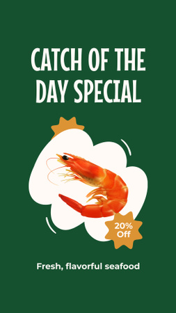 Platilla de diseño Special Discount Offer on Shrimp Instagram Video Story