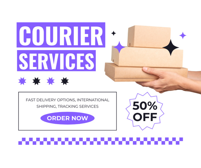 Discount on Courier Services Facebook Design Template