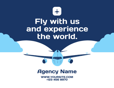 Travel Agency's Flights Offer Thank You Card 5.5x4in Horizontal Design Template
