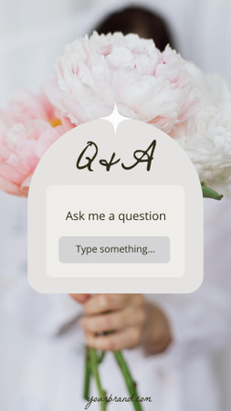 Ontwerpsjabloon van Instagram Story van Tab for Asking Questions with Bouquet of Flowers