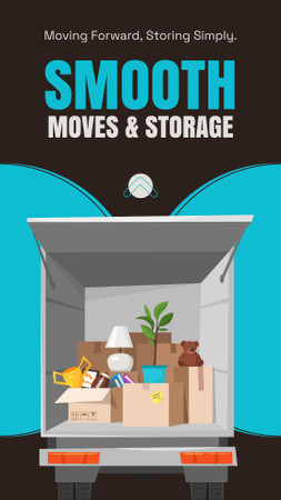 Ontwerpsjabloon van Instagram Story van Illustratie van huishoudelijke spullen en dozen in bestelwagen