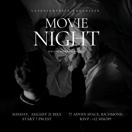 Movie Night Invitation with Film Characters Instagram Design Template