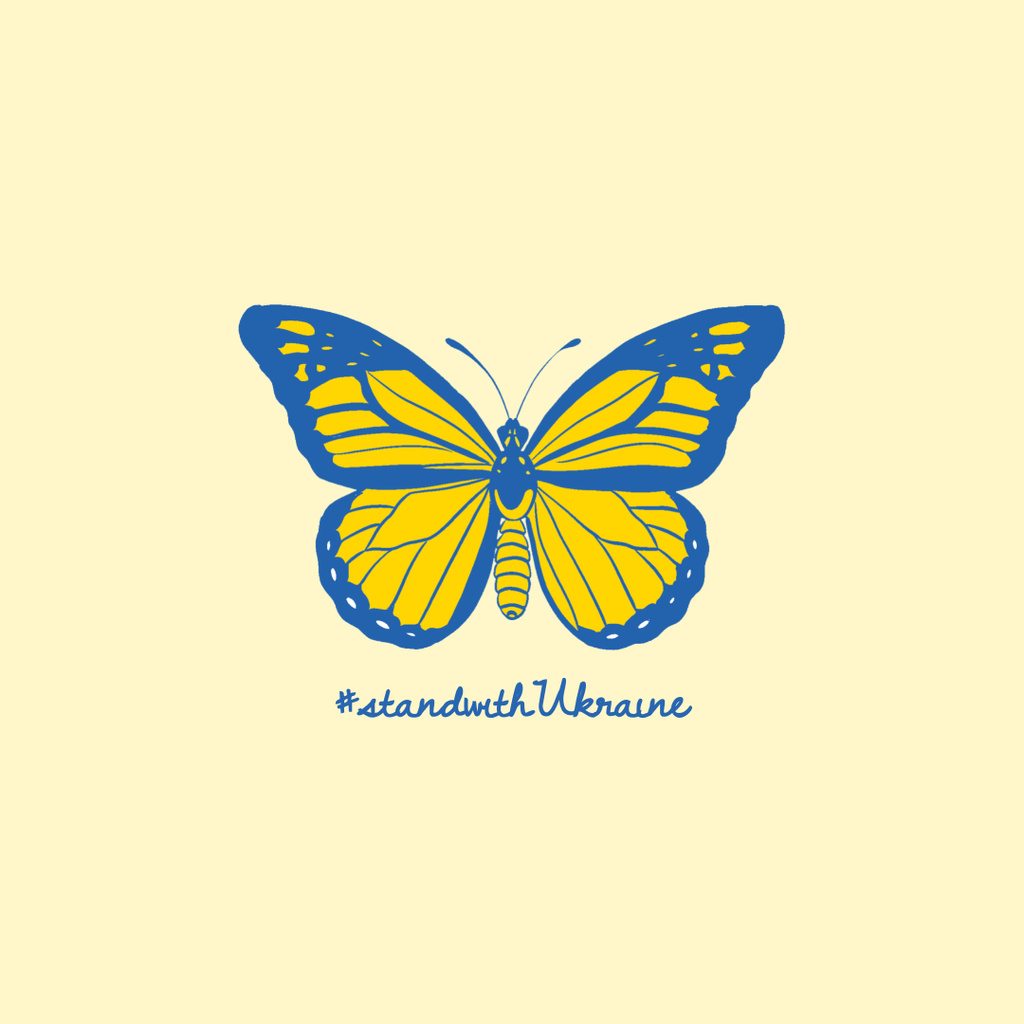Butterfly in Ukrainian Flag Colors Instagram – шаблон для дизайна