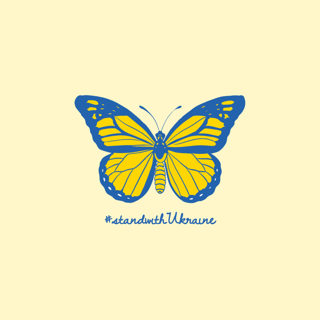 Designvorlage Butterfly in Ukrainian Flag Colors für Instagram