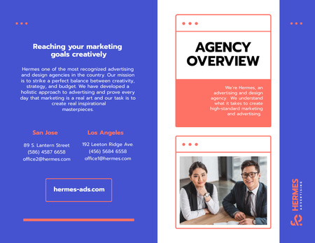 Advertising Agency Overview with Successful Businesspeople Brochure 8.5x11in Bi-foldデザインテンプレート