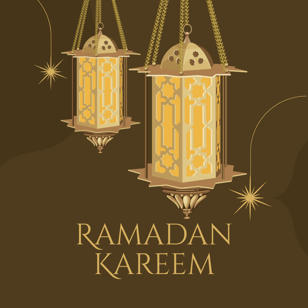 Ontwerpsjabloon van Instagram van Ramadan Celebration Announcement with Lanterns