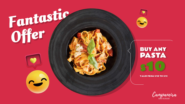Restaurant Promotion Italian Pasta Dish Full HD video Design Template