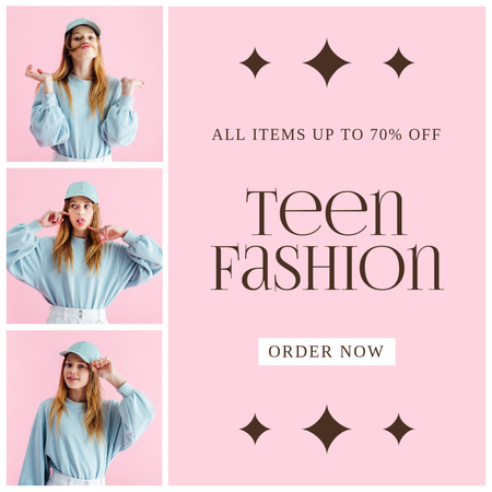 Teen Stylish Fashion With Discount Instagram Design Template