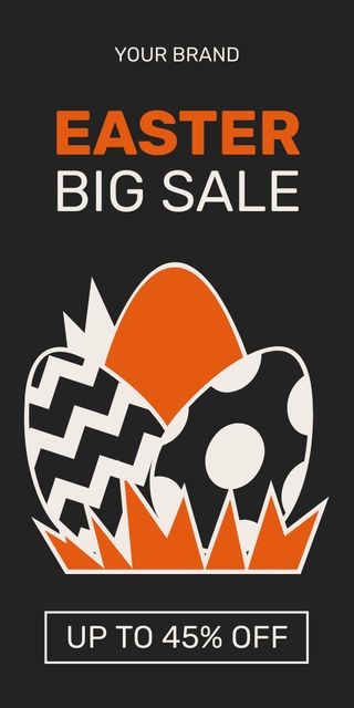 Easter Big Sale Announcement with Colored Eggs On Black Graphic tervezősablon