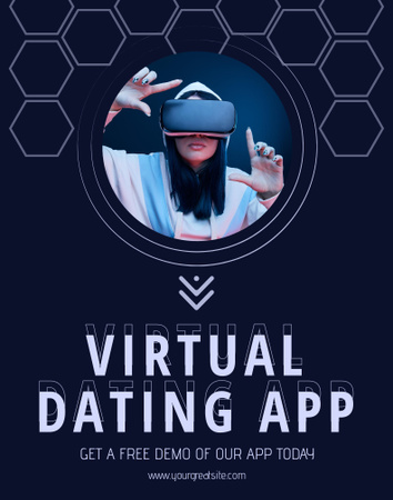 Virtual Dating App with Girl in Glasses Poster 22x28in Design Template