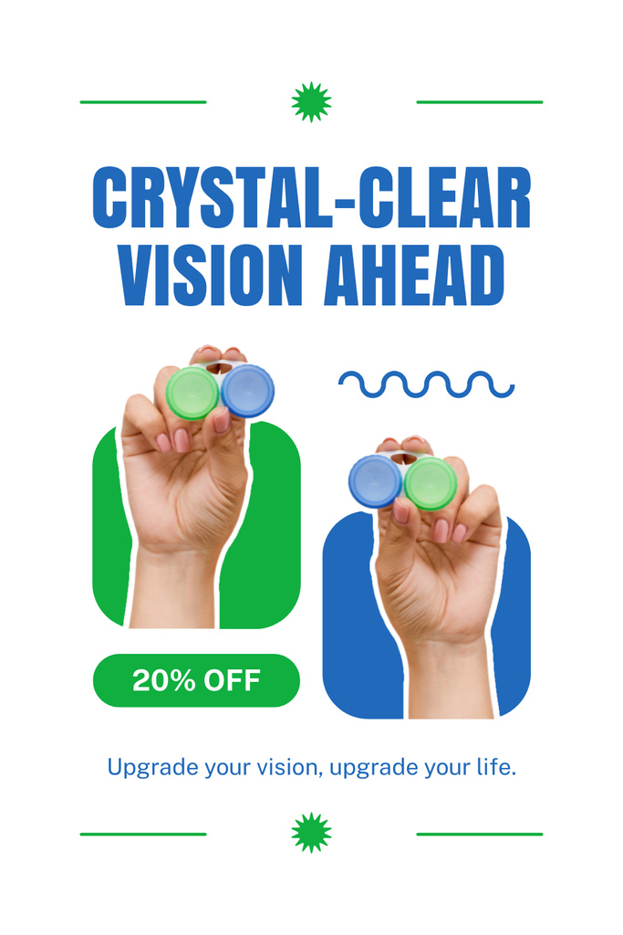 Huge Discount on Contact Lenses to Improve Vision Pinterest Design Template