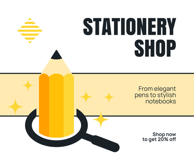 Stationery Shop Discount On Stylish Products Facebook Πρότυπο σχεδίασης