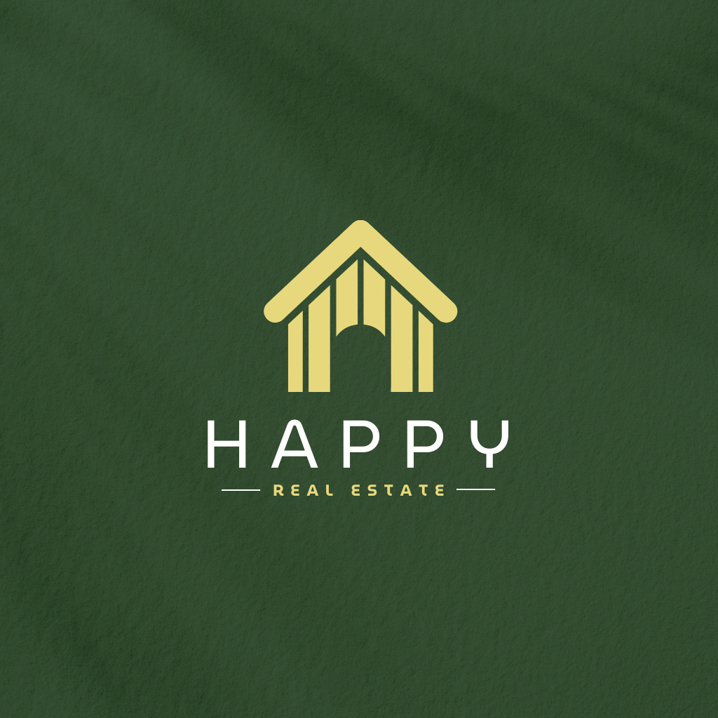Real Estate Agency Ad With Emblem In Green Logo Tasarım Şablonu