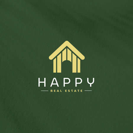 Anúncio de agência imobiliária com emblema em verde Logo Modelo de Design