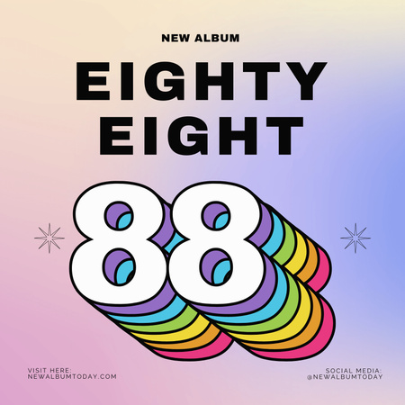 Modèle de visuel Nombre quatre-vingt-huit coloré - Album Cover