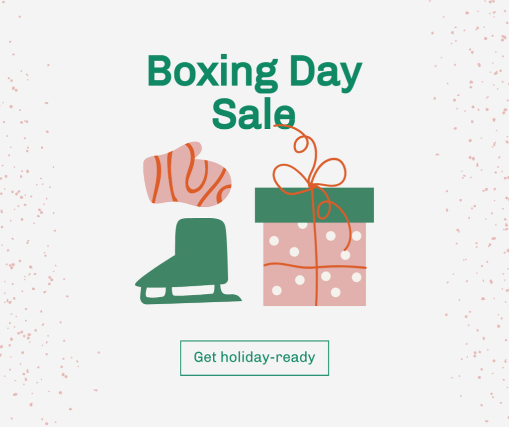 Winter Holiday Sale with Cute Gift Facebook Design Template